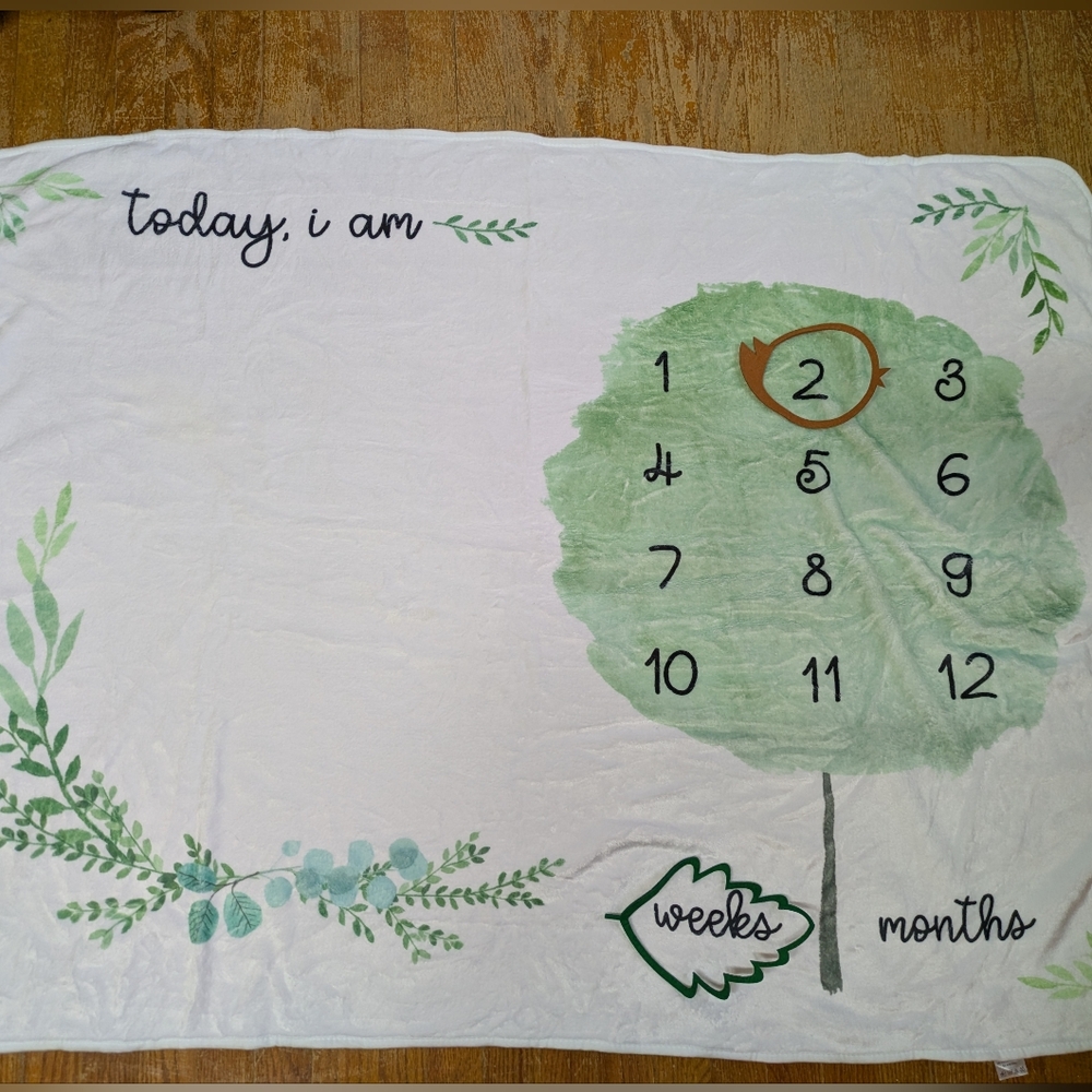 Baby Milestone Blanket with Green Tree Design